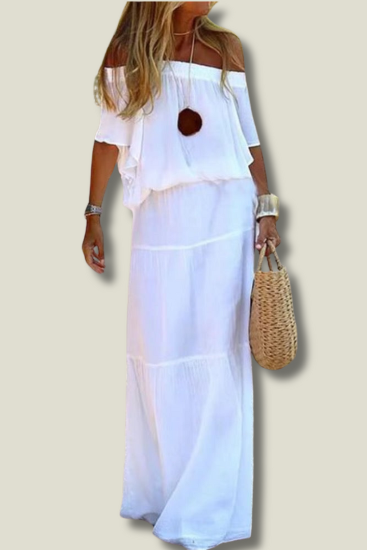 Drune | Bohemian Maxikleid mit offenem Schulter für Damen