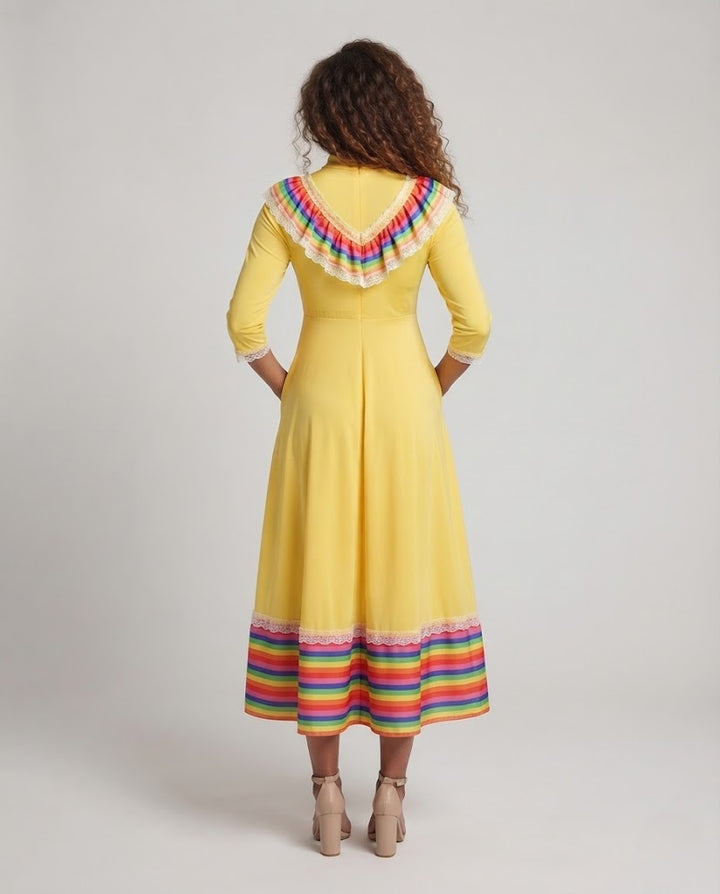 Frauen Elegantes Maxi Kleid mit Rüschen Drune