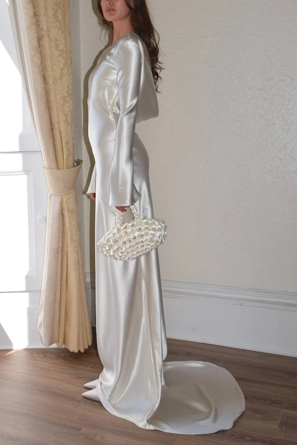 Drune | Pearl Eden Satin Rückwärtig Offene Cowl Neck Gown Maxi Kleid