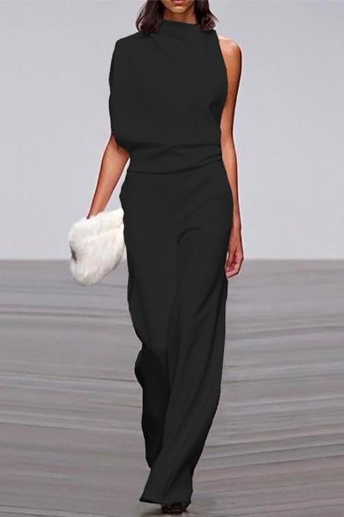 Drune | Rosiedress Ein Schulter Taille Weitbeiniges Jumpsuit
