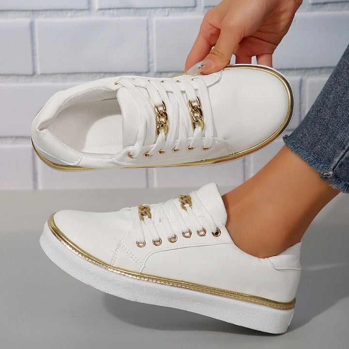 Drune | Bequeme Damen Sneaker Mit Goldakzenten Und Weicher Einlegesohle Für Sommer