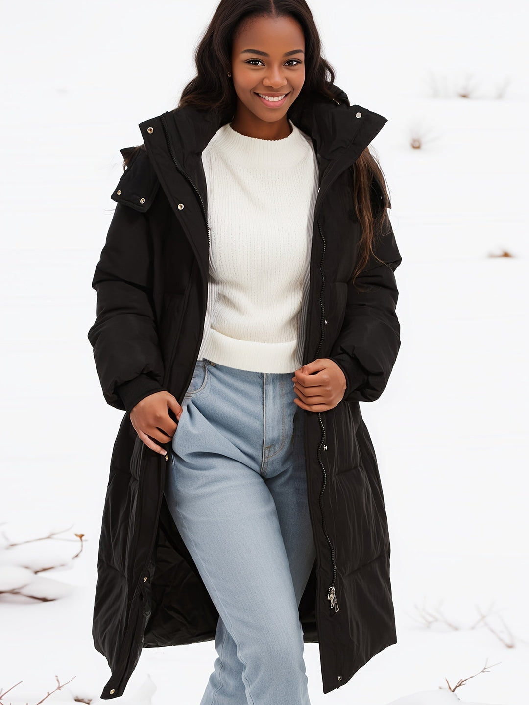 Drune | Stylischer schwarzer Parka Wintermantel mit Kapuze und Futter Ideal für Herbst/Winter