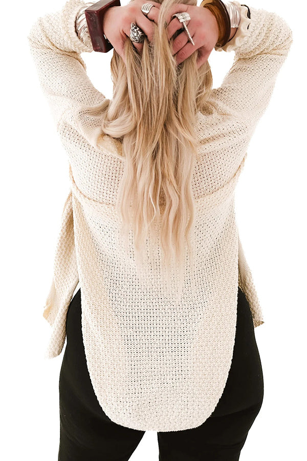 Drune | Strick-Mid-Length-Strickjacke mit langen Ärmeln