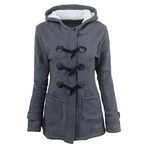Damen Dufflecoat mit Kapuze und praktischen Taschen Drune