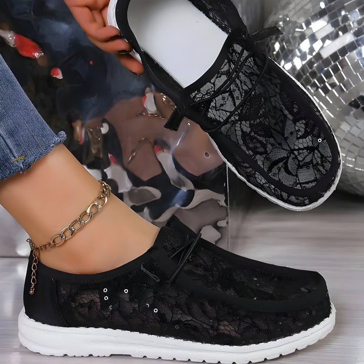 Mia | Damen Mode Spitze Turnschuhe Drune