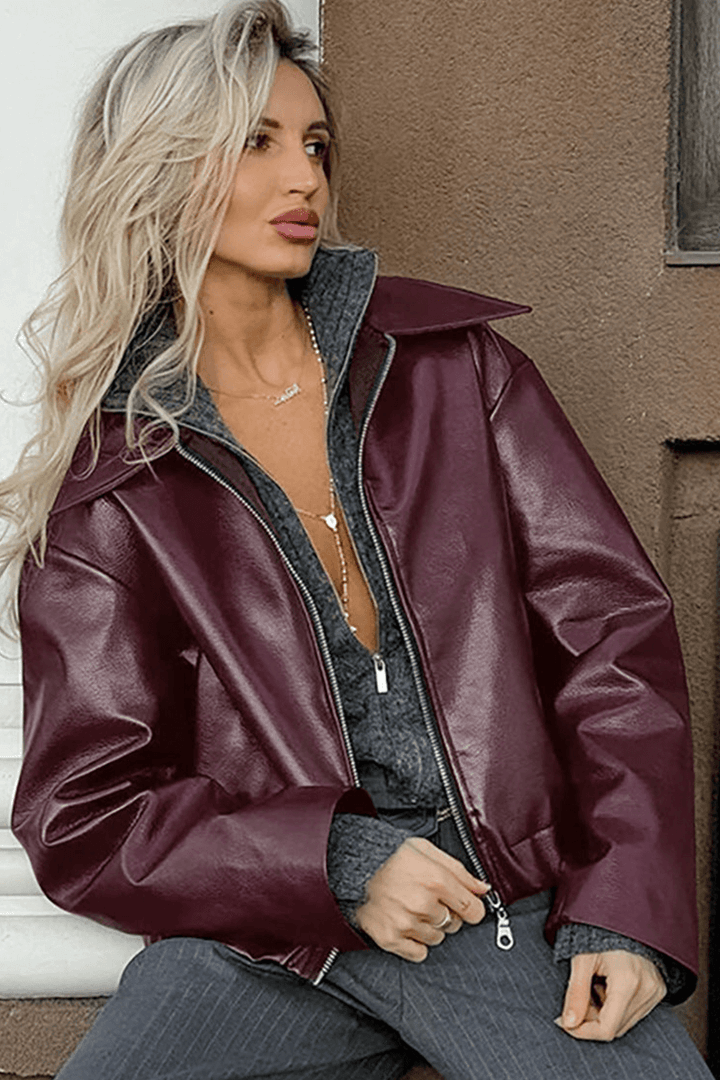 Drune | Kurze Kunstlederjacke