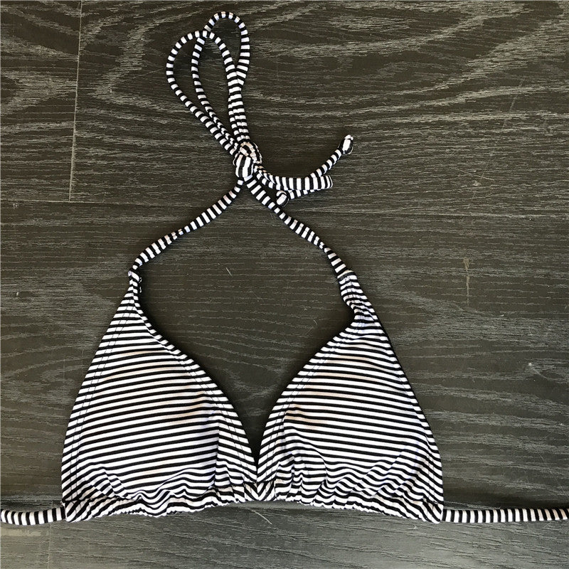 Damen Triangel-Bikini-Set mit klassischem Streifenmuster Drune