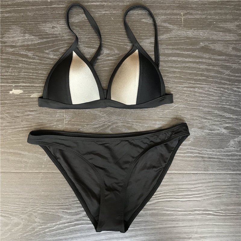 Damen Triangel-Bikini-Set mit modischem Kontrast Drune