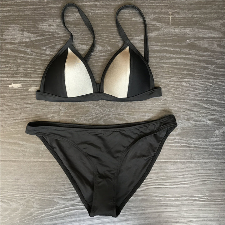 Damen Triangel-Bikini-Set mit modischem Kontrast Drune