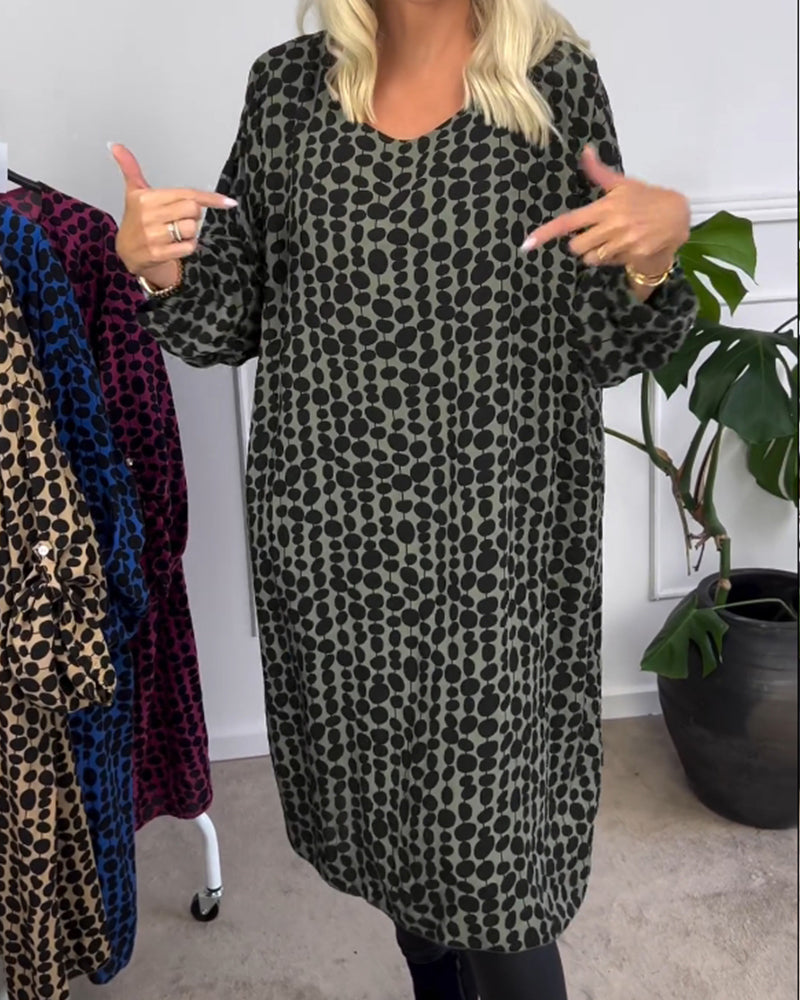 Drune | Kleid mit Gepunktetem V-Ausschnitt