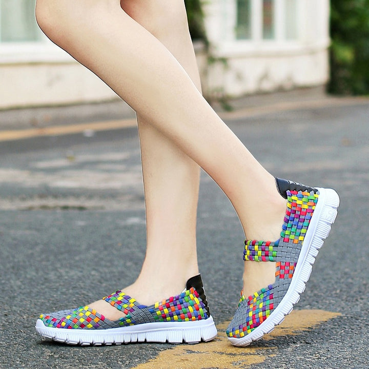 Damen nan elastischer Mary-Jane-Riemchen-Komfortschuh mit gewebtem Stretch-Obermaterial und flexibler Leichtsohle Drune