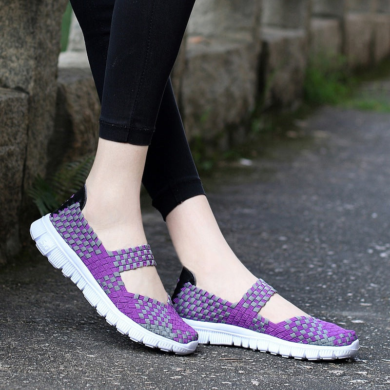 Damen nan elastischer Mary-Jane-Riemchen-Komfortschuh mit gewebtem Stretch-Obermaterial und flexibler Leichtsohle Drune