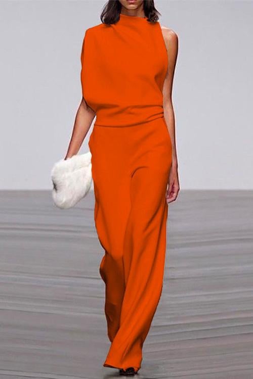 Drune | Rosiedress Ein Schulter Taille Weitbeiniges Jumpsuit