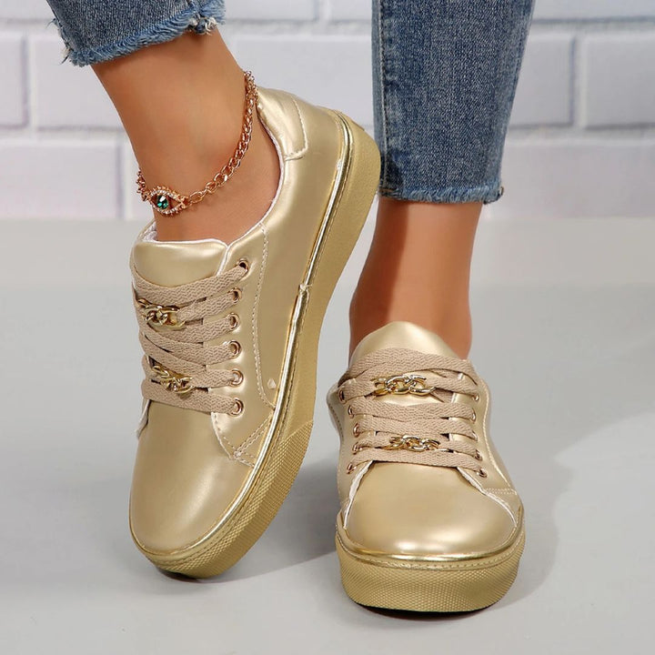 Drune | Bequeme Damen Sneaker Mit Goldakzenten Und Weicher Einlegesohle Für Sommer