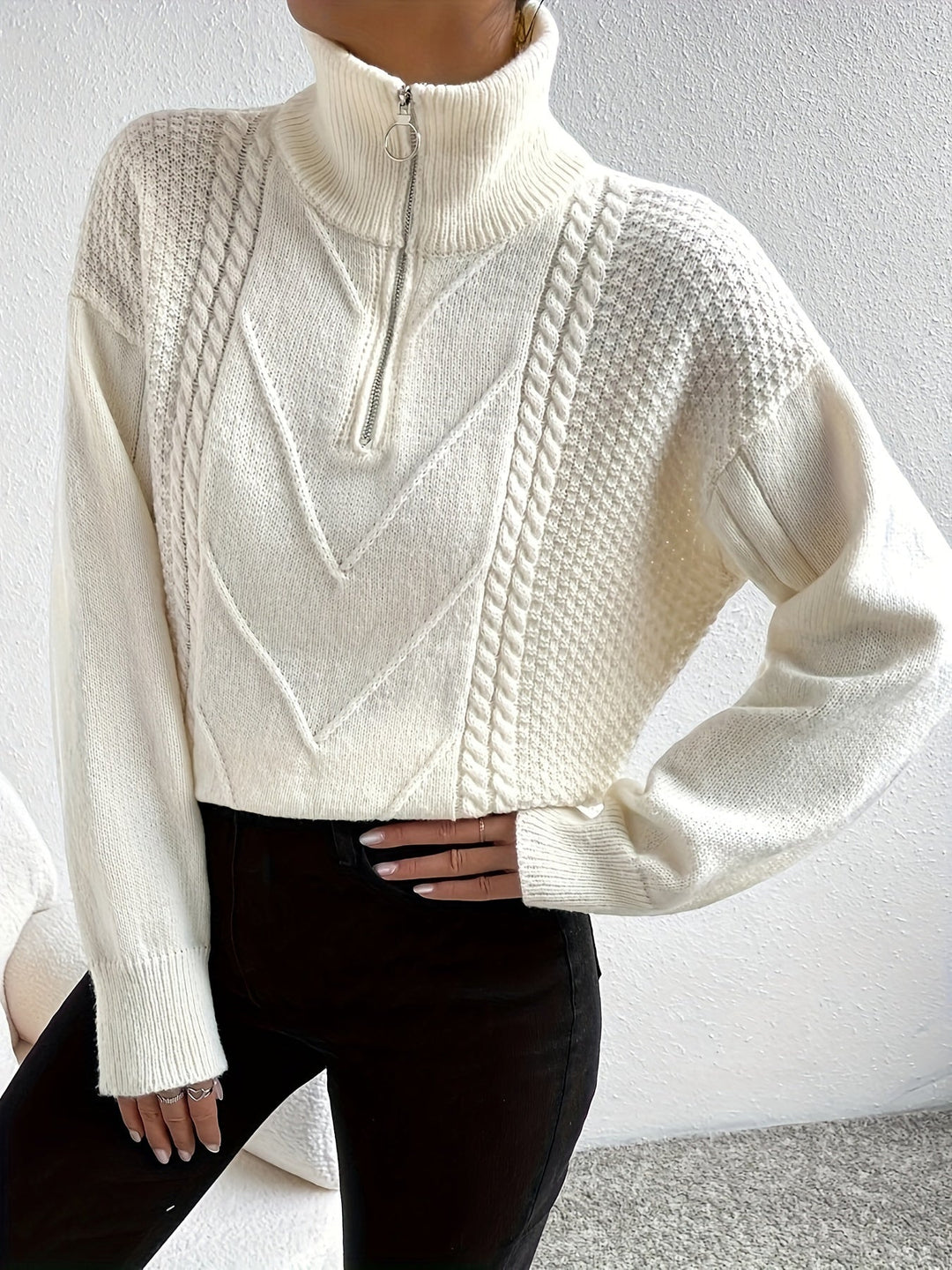 Drune | Lässiger Pullover mit Reißverschluss Damen
