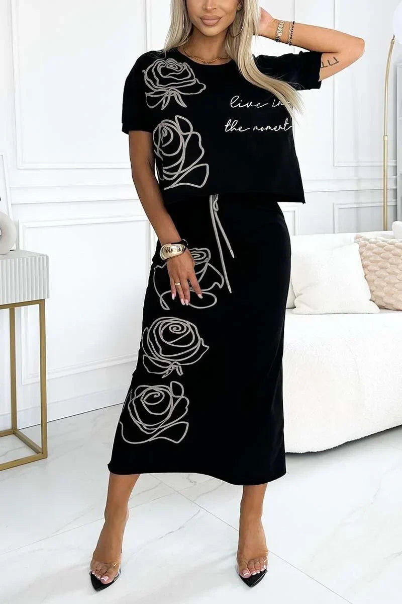 Drune | Elegantes Zweiteiler Satz Mit Blumenmuster Für Damen