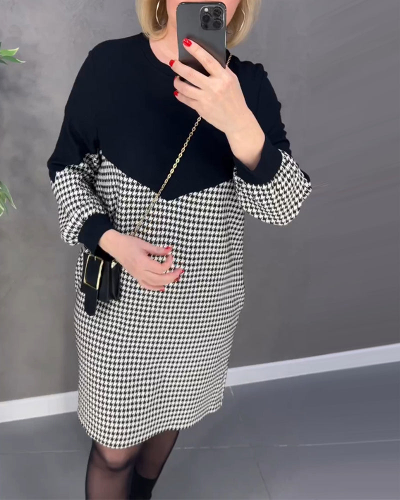 Drune | Farbblockkleid mit Karomuster