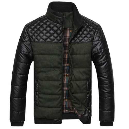 Herren Modische Steppjacke mit Kunstlederdetails Drune