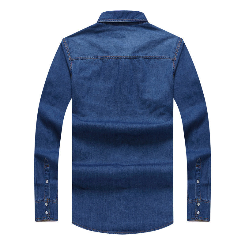 Herren Denim-Hemd im Westernstil mit Druckknopfleiste und Brustklappen Drune