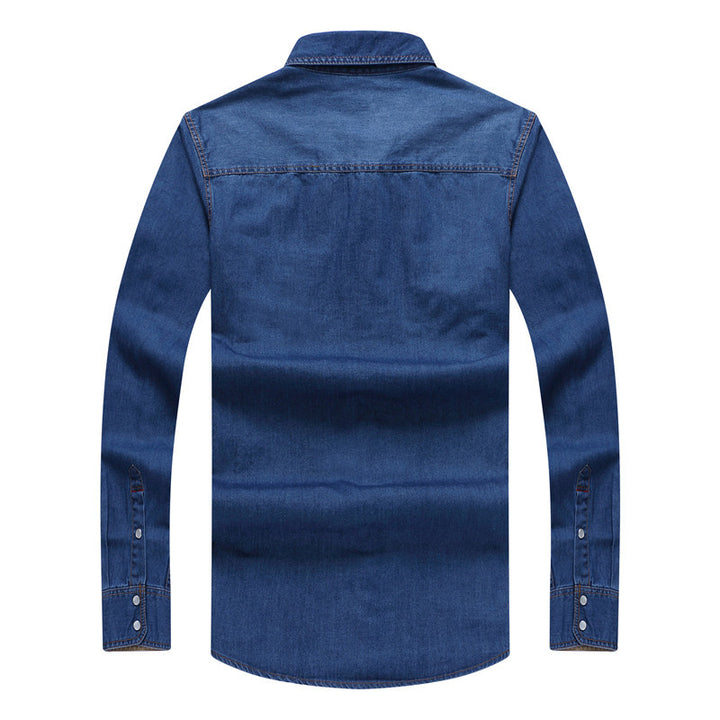 Herren Denim-Hemd im Westernstil mit Druckknopfleiste und Brustklappen Drune