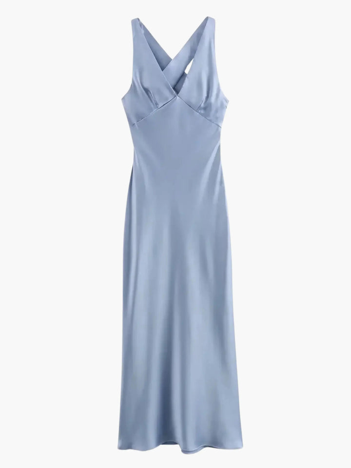 Drune | Elegantes Satin Kleid Mit Kreuzdetail