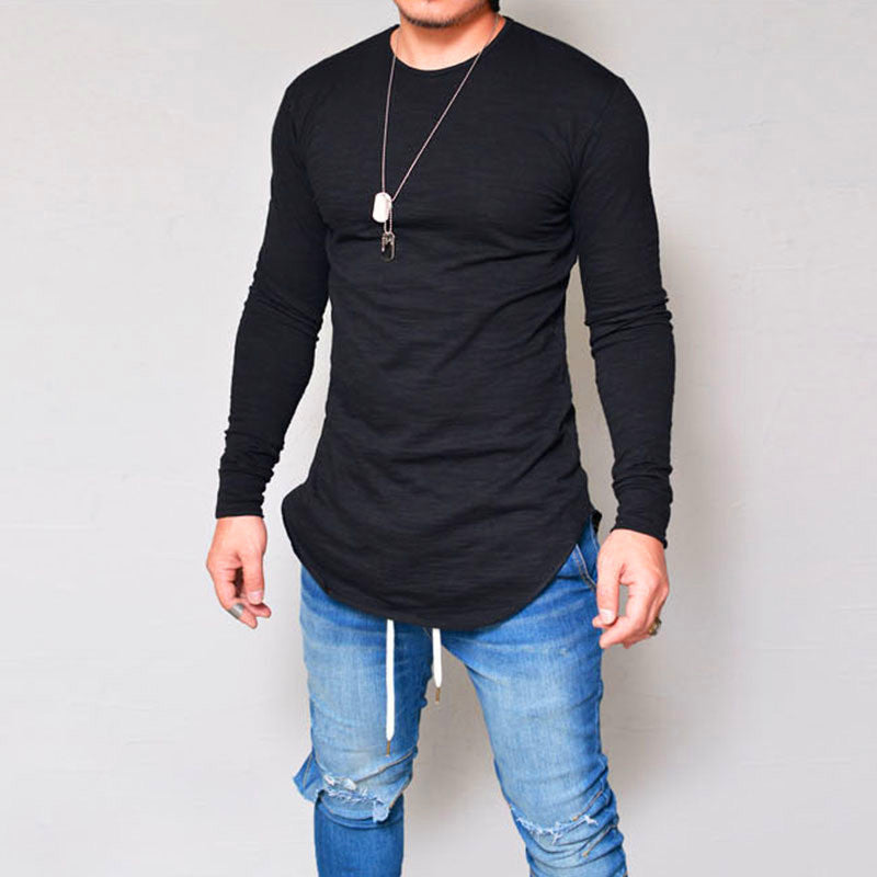 Drune | Langarm T Shirt Slim Passform Rundhals Weiche Atmungsaktive Baumwollmischung