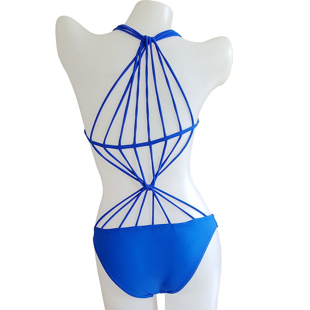 Damen Einteiliger Badeanzug mit raffinierter Kreuzträger-Design Drune