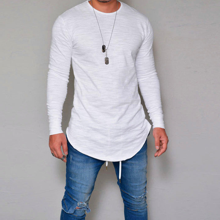 Drune | Langarm T Shirt Slim Passform Rundhals Weiche Atmungsaktive Baumwollmischung