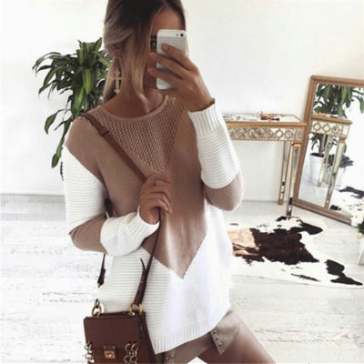 Damen Strickpullover mit modernem Zickzackmuster und strukturierten Ärmeln Drune