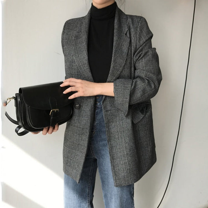 Drune | blazer mit karierter jacke