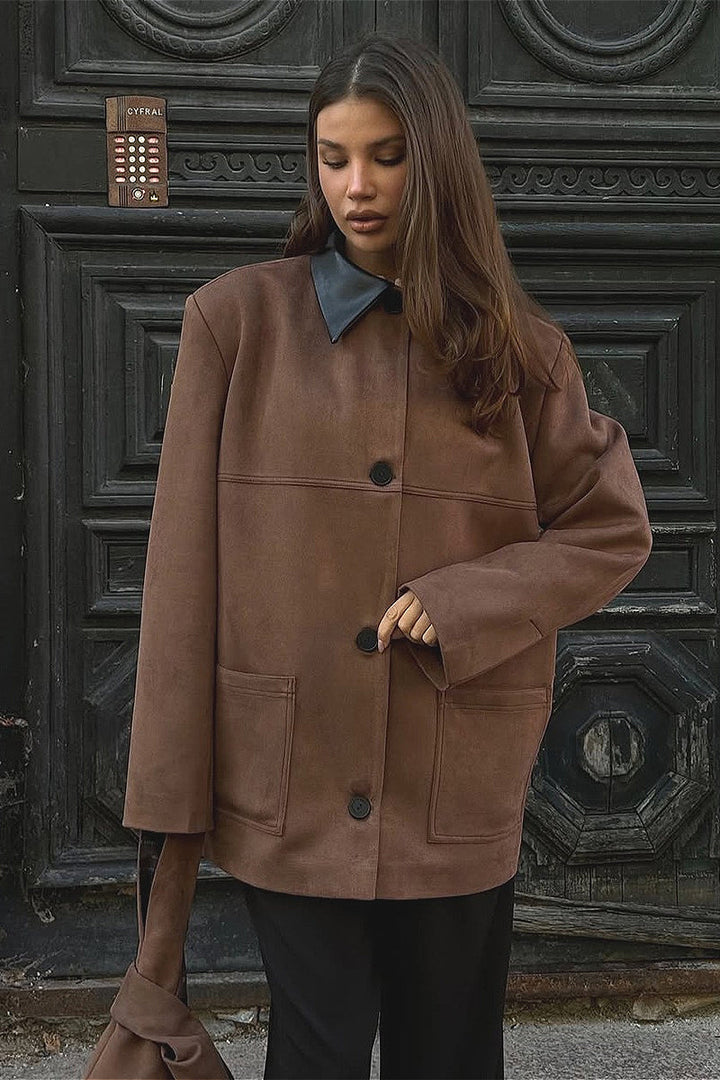 Drune | Wildlederkragen Kontrastjacke
