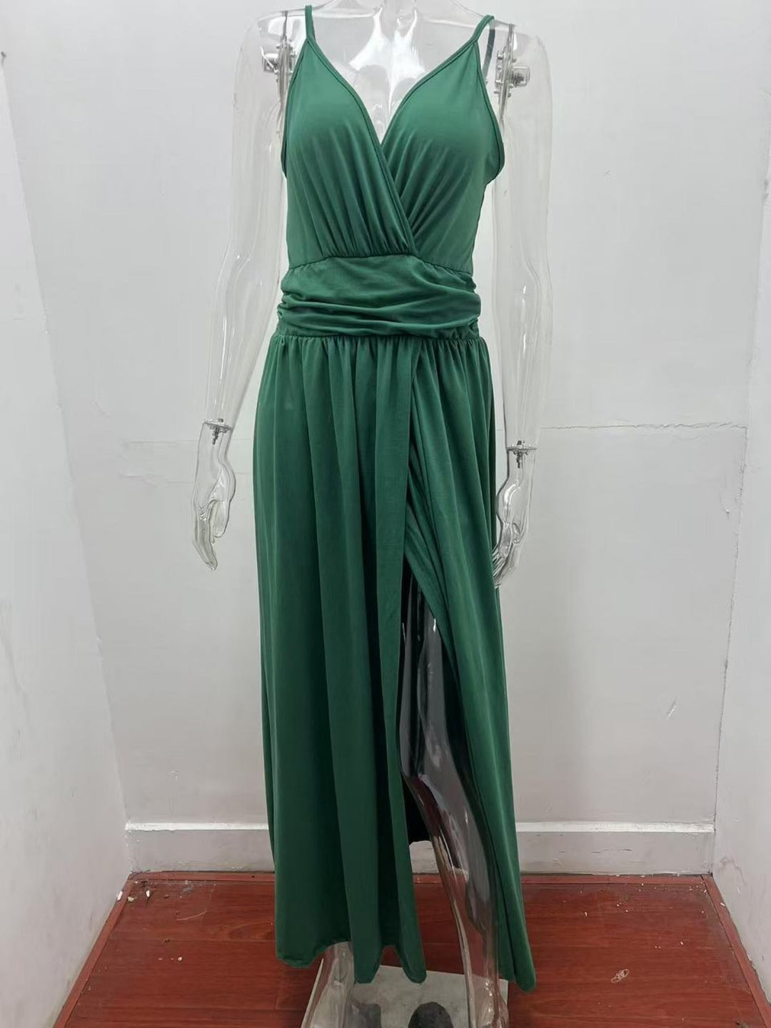 Drune | V-Ausschnitt Hosenträger ärmellos sexy rückenfreies farblich passendes Kleid