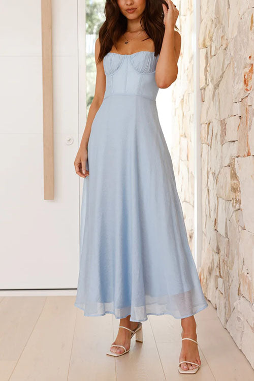 Drune | Rosiedress Rückenfrei Schnürung Fließende Maxi Cami Kleid