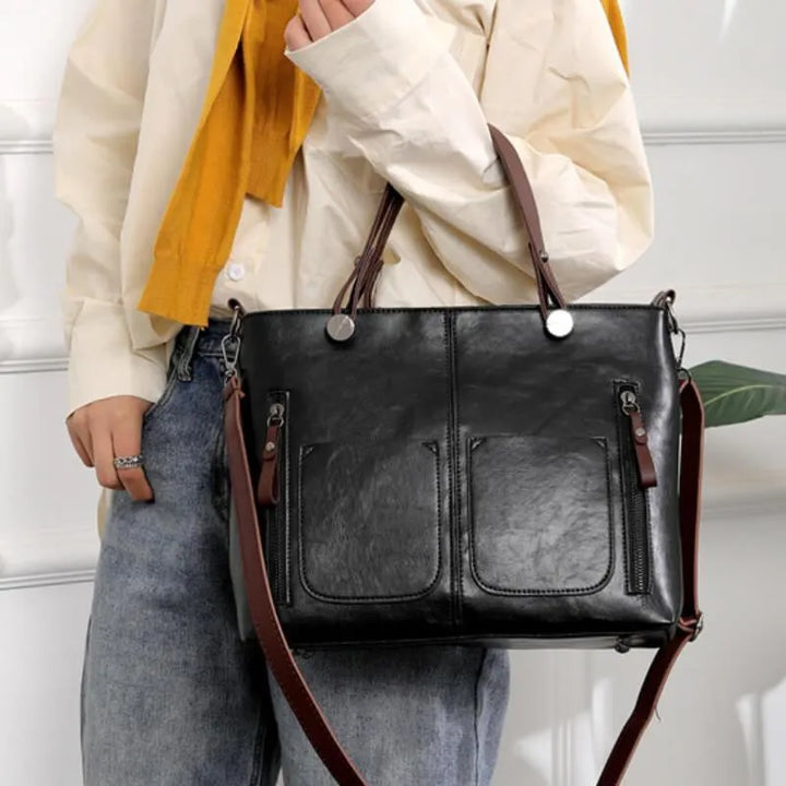 Zeitlose Damen-Handtasche mit Reißverschluss & verstellbarem Riemen