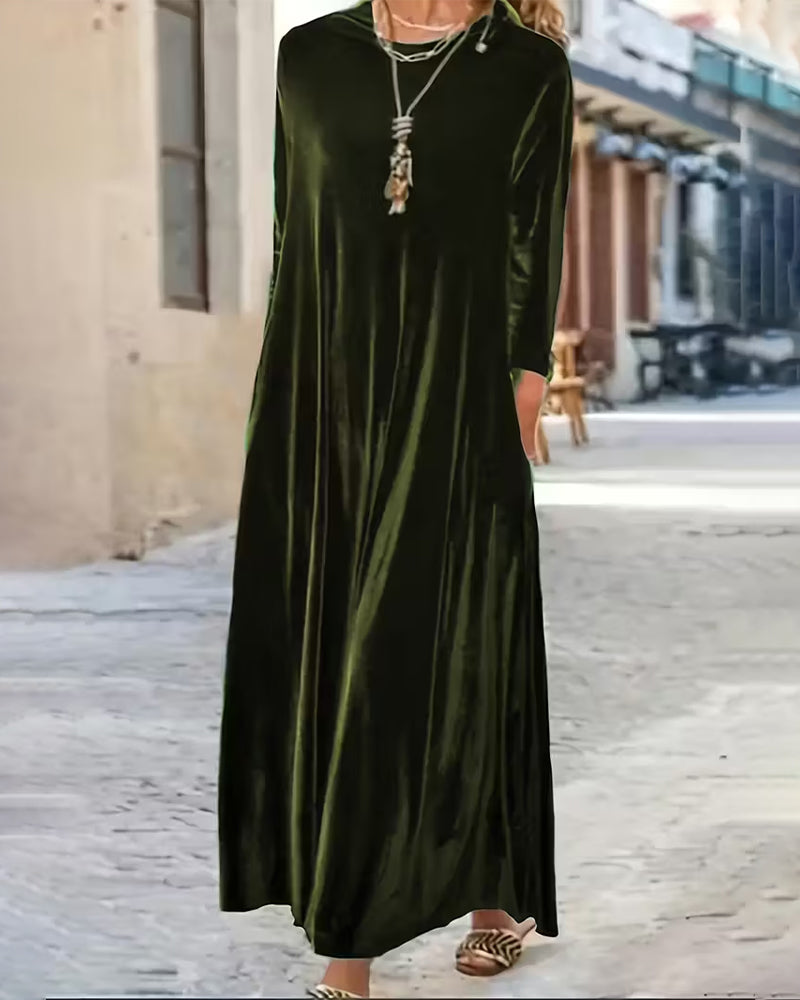 Drune | Langärmeliges Kleid in Uni Farbe