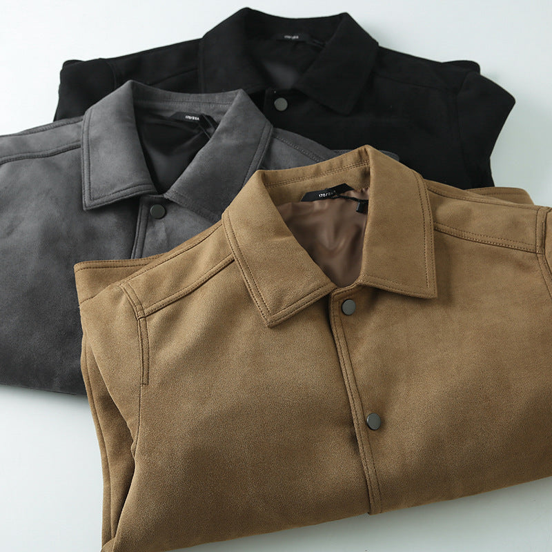 Drune | Lässige; Wildlederjacke mit Revers