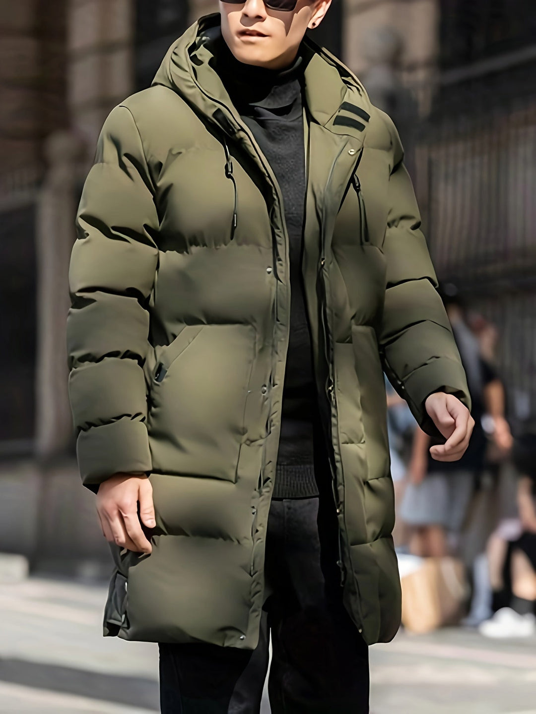 Drune | Mid-Length Casual Winter Jacket with Puffed Hood for Men - Perfect for Outdoor Activities