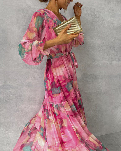 Drune | Elegantes Kleid mit Print und Plissiertem Rock