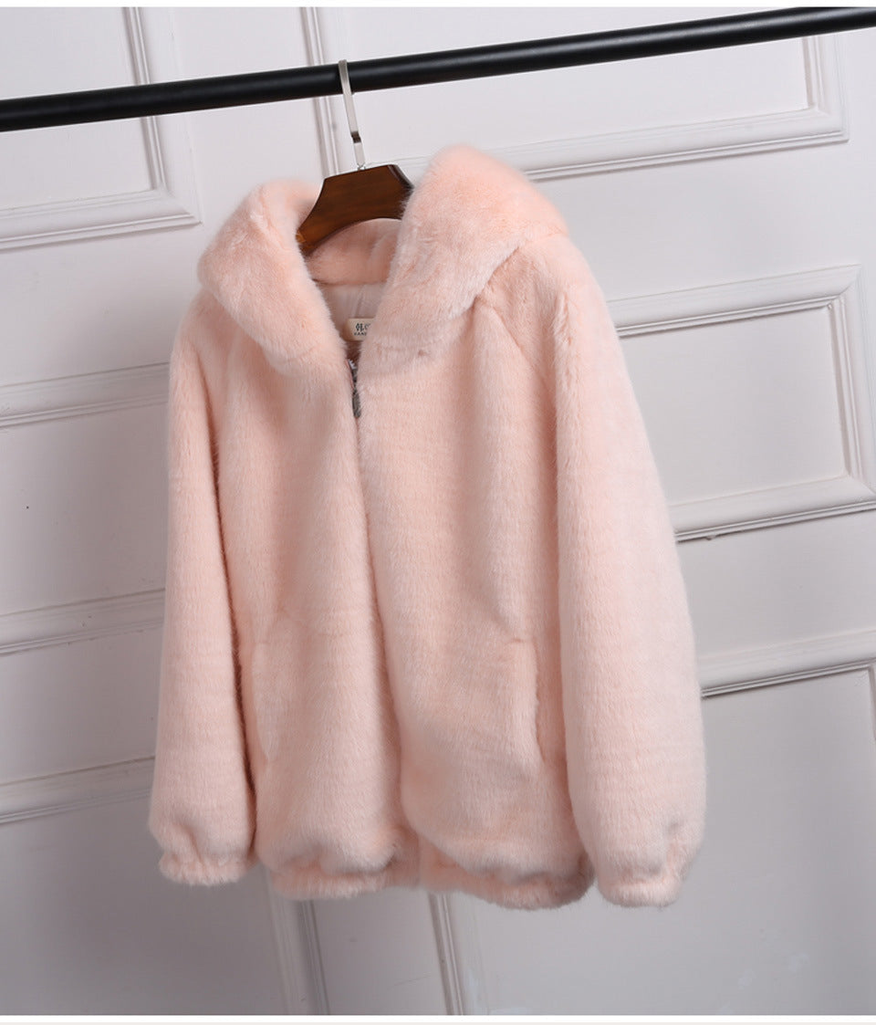 Damen Flauschige Kapuzenjacke Drune