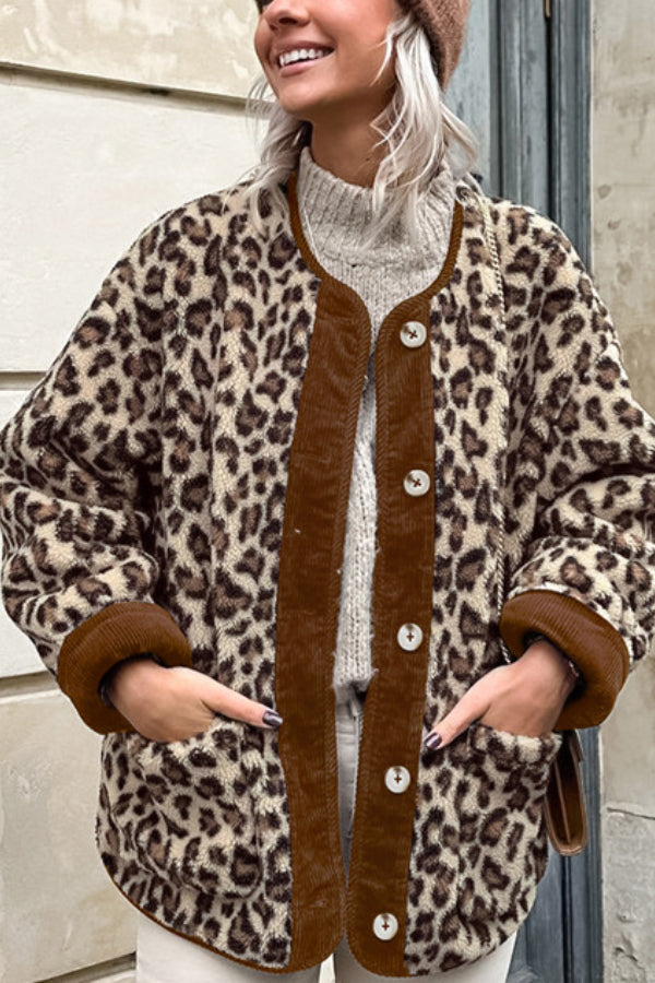 Drune | Leopard Lockere Lockere Kaschmir Warme Jacke