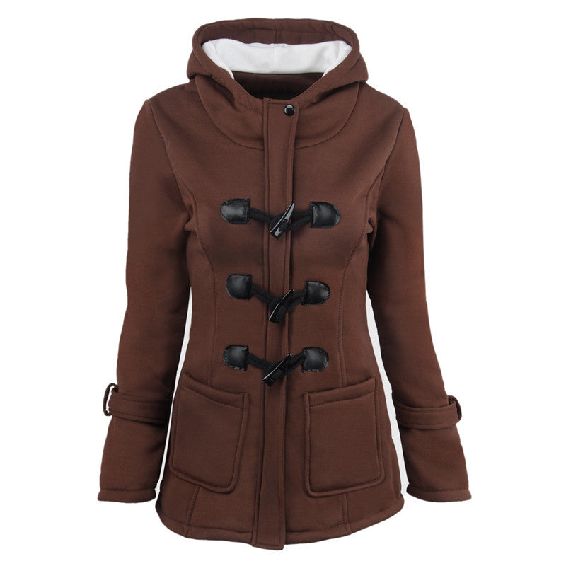 Damen Dufflecoat mit Kapuze und praktischen Taschen Drune