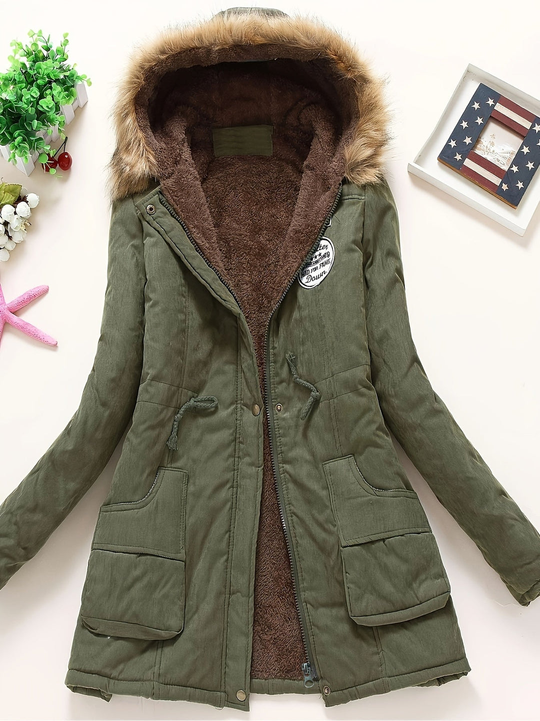 Drune | Warme Winterjacke mit Fleece-Futter und Kapuze für Frauen - Ideale für Herbst/Winter