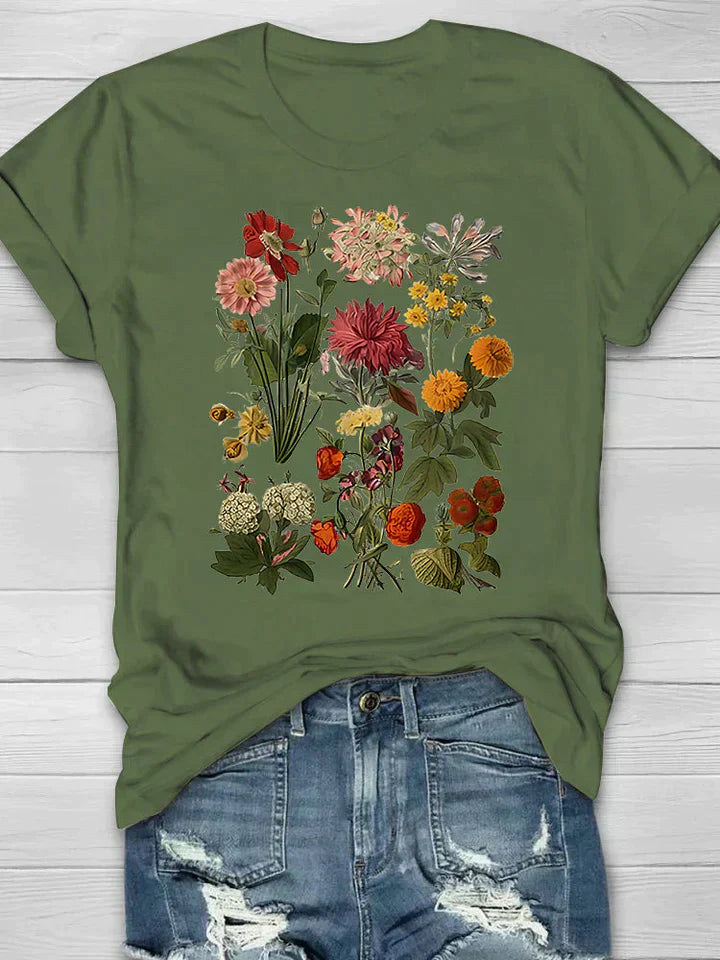 Drune | Weinlese T Shirt mit Blumenmotiv