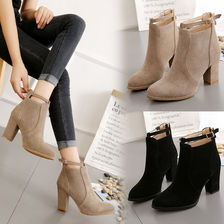 Damen Elegante Ankle-Boots mit modischem Riemen und Komfort-Sohle Drune