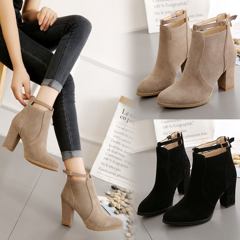 Damen Elegante Ankle-Boots mit modischem Riemen und Komfort-Sohle Drune