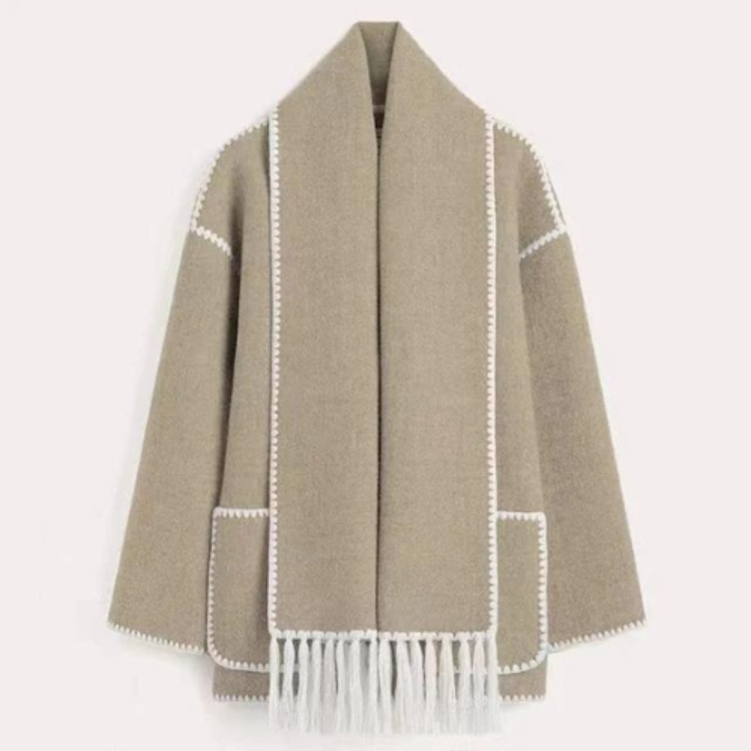 Drune | Damen Warmer Wickelkragen Winterjacke Lockere Stil