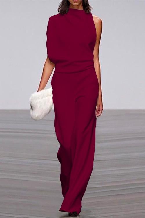 Drune | Rosiedress Ein Schulter Taille Weitbeiniges Jumpsuit