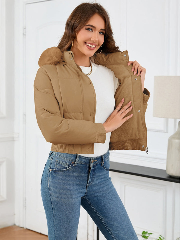 Drune | wattierte Winterjacke mit Fellkapuze und Taschen