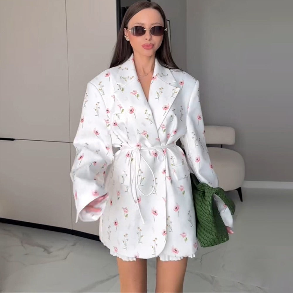 Drune | mit Blumenprint und Gürtel für Damen - Giusy