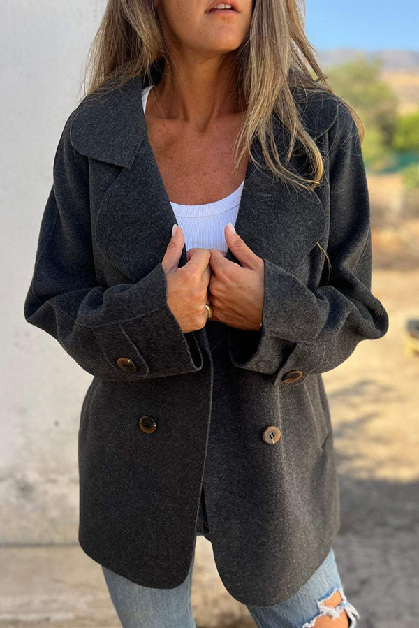 Drune | Farbe Revers Langarm Knopf Freizeitjacke